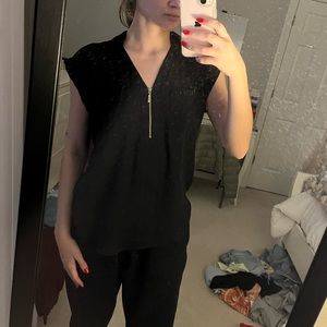 Black Top with Gold Zipper
